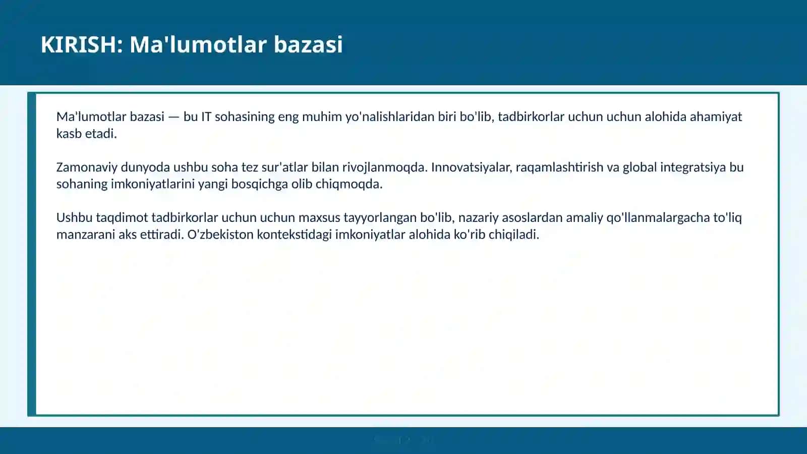 Ma'lumotlar bazasi 2