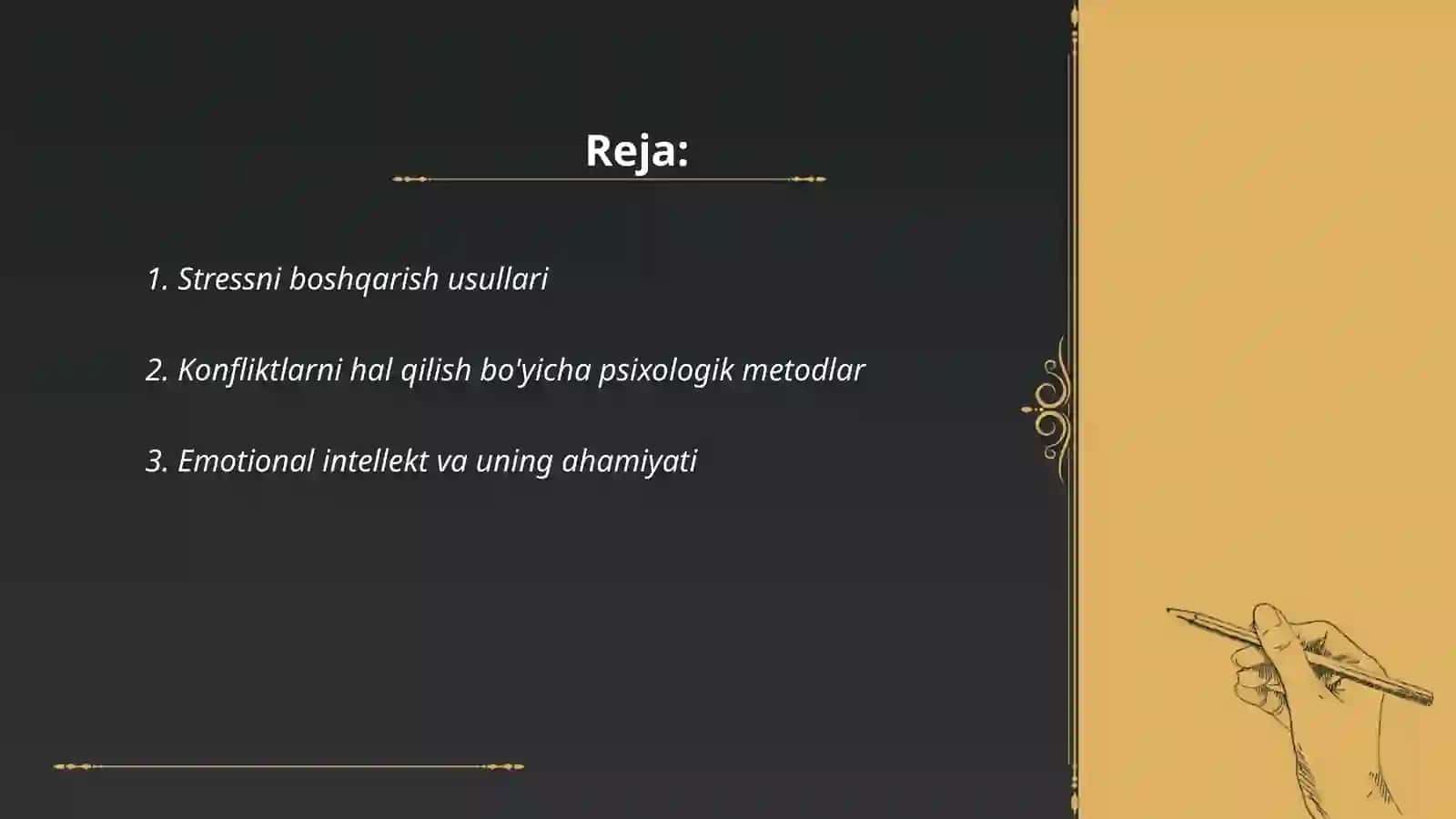 Muammoli vaziyatlarni psixologik metodlar yordamida bartaraf etish 2