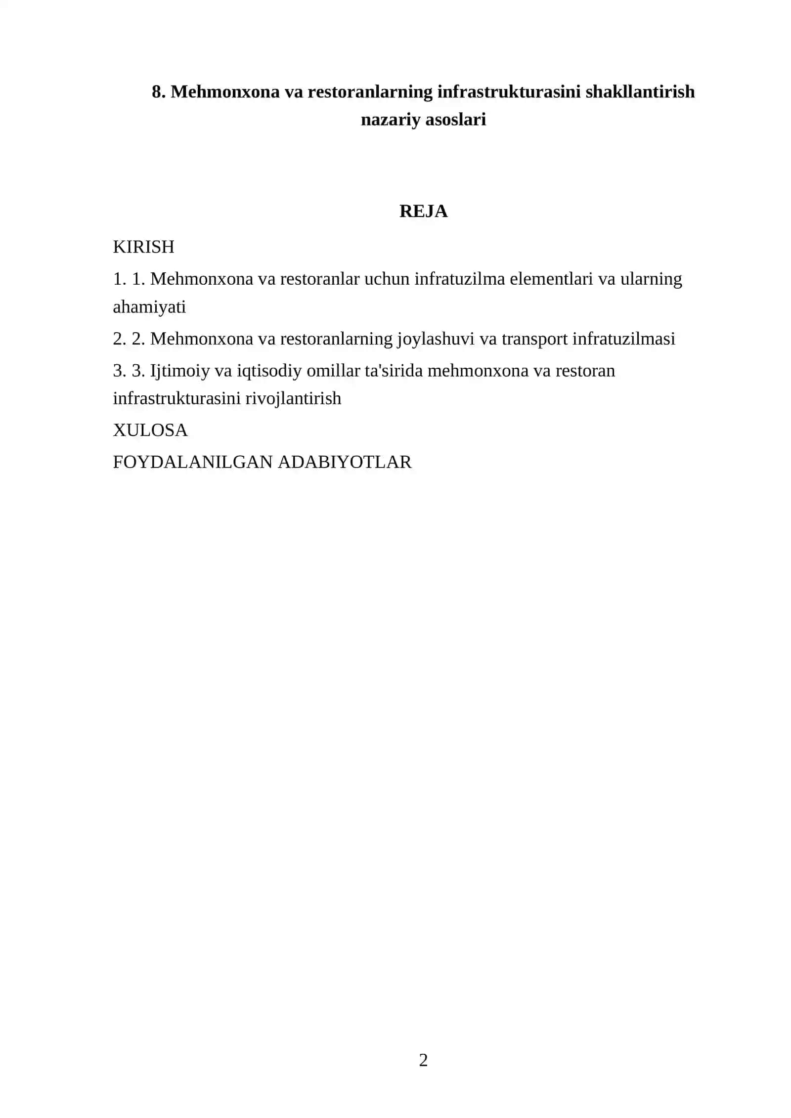 8. Mehmonxona va restoranlarning infrastrukturasini shakllantirish nazariy asoslari 2