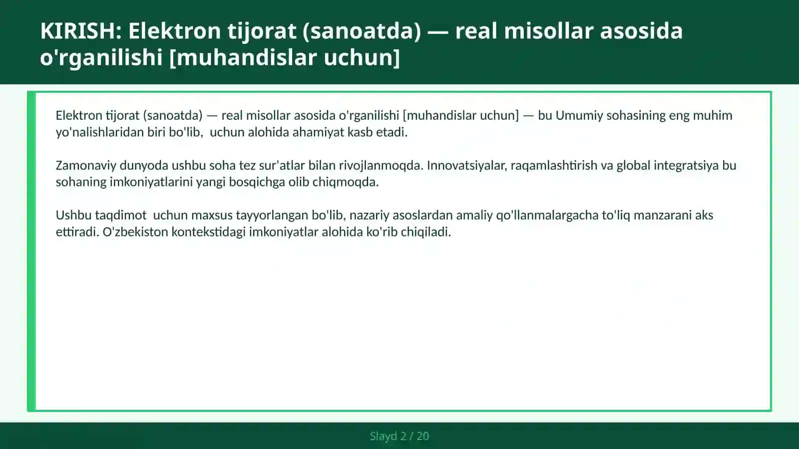 Elektron tijorat (sanoatda) — real misollar asosida o'rganilishi [muhandislar uchun] 2