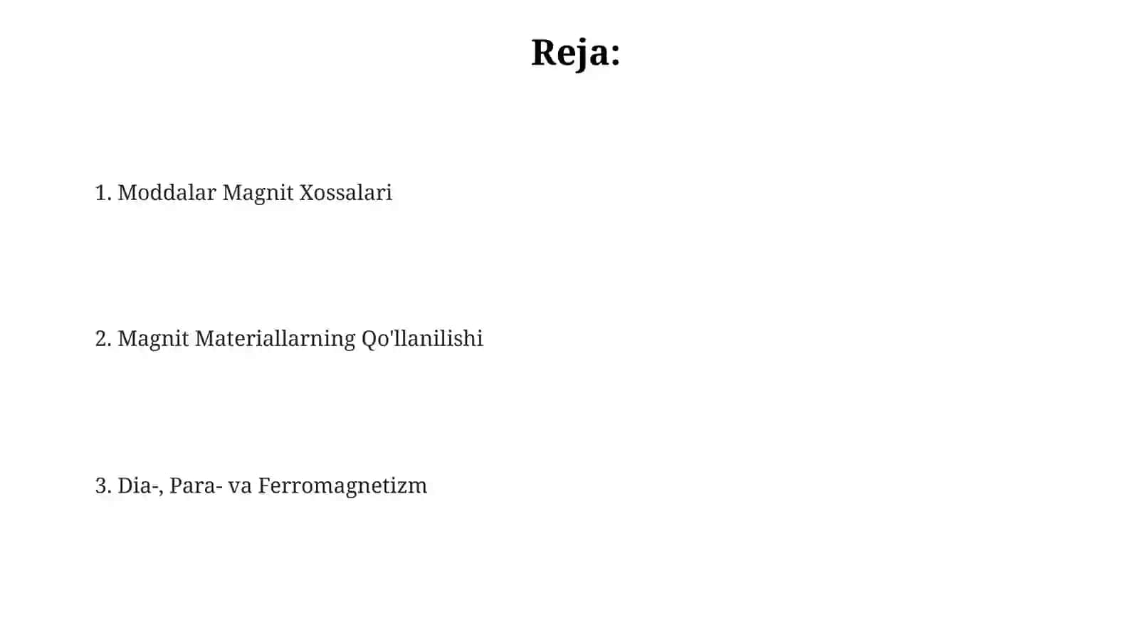 Moddalarning magnit xususiyatlar 2