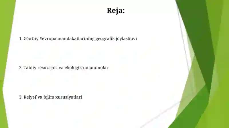 G’arbiy Yevropa davlatlari geografiyasi 2