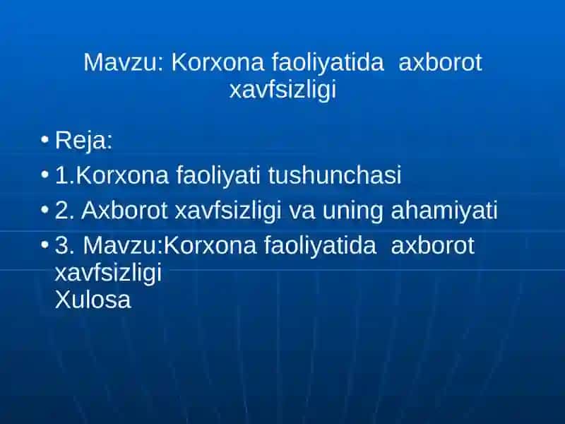 Korxona faoliyatida axborot xavfsizligi 2