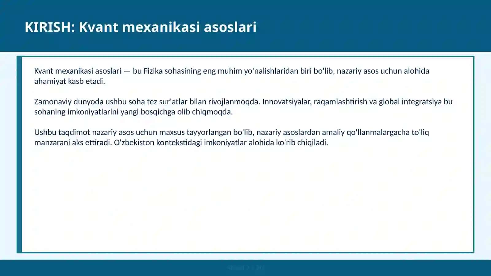 KVANT MEXANIKASI ASOSLARI 2