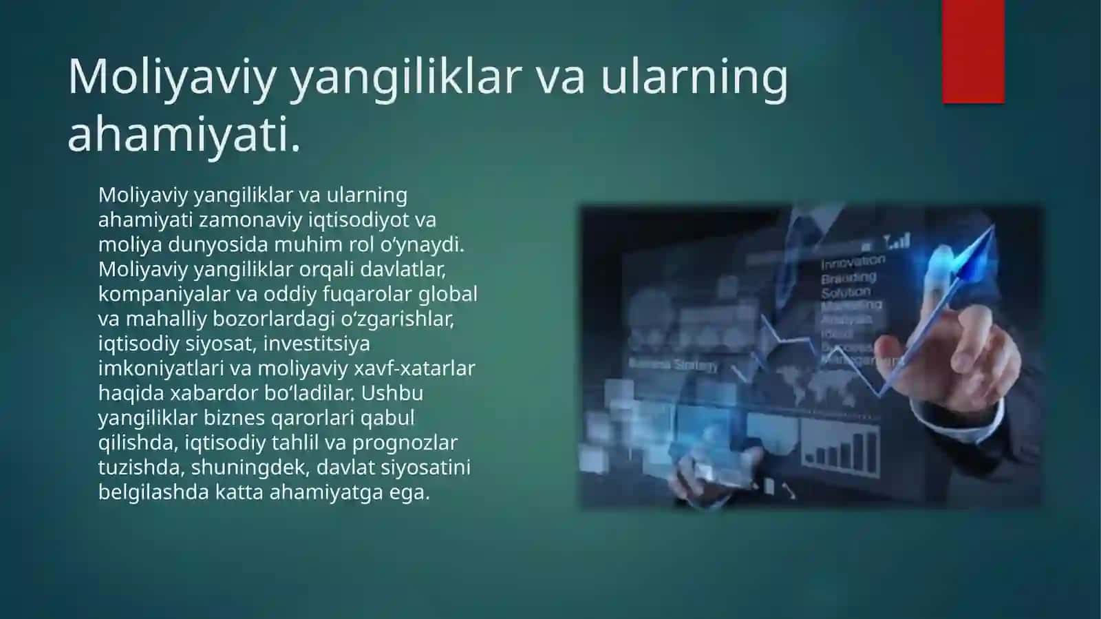 Moliyaviy yangiliklar va ularning ahamiyati PPT | Moliya va iqtisod fanidan prezentatsiya 2