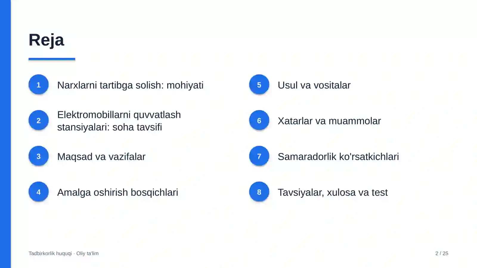 Elektromobillarni quvvatlash stansiyalarida narxlarni tartibga solish 2