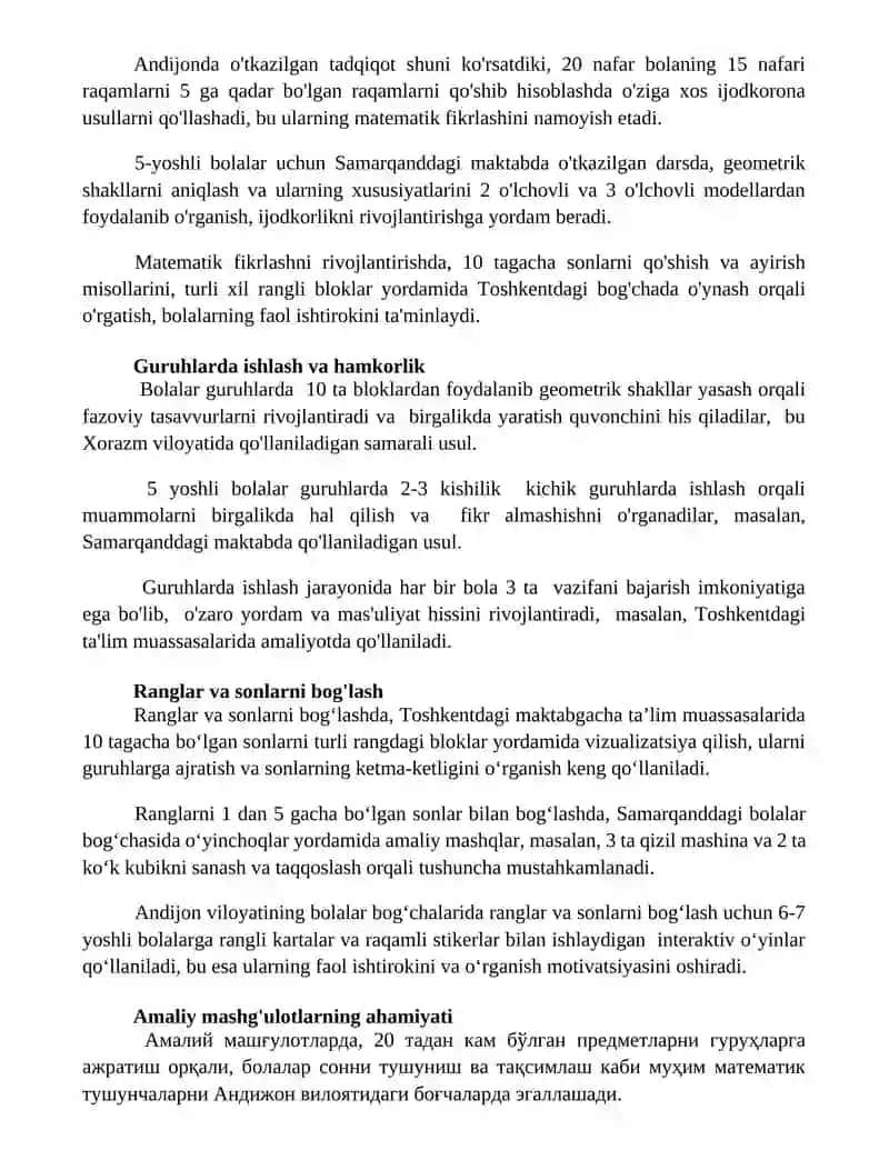 Bolalar boxchasida matematika mashg'ulotining uziga xos xususiyati 2