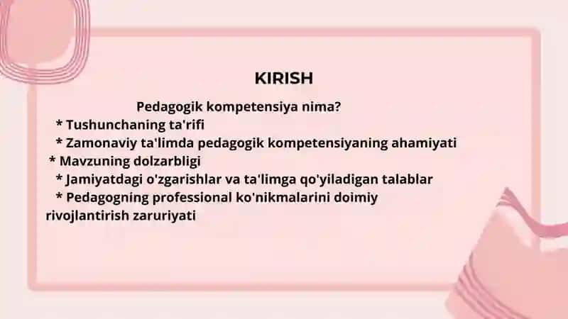 Pedagogik kompetensiyasining fan sifatida shakillanishi 2