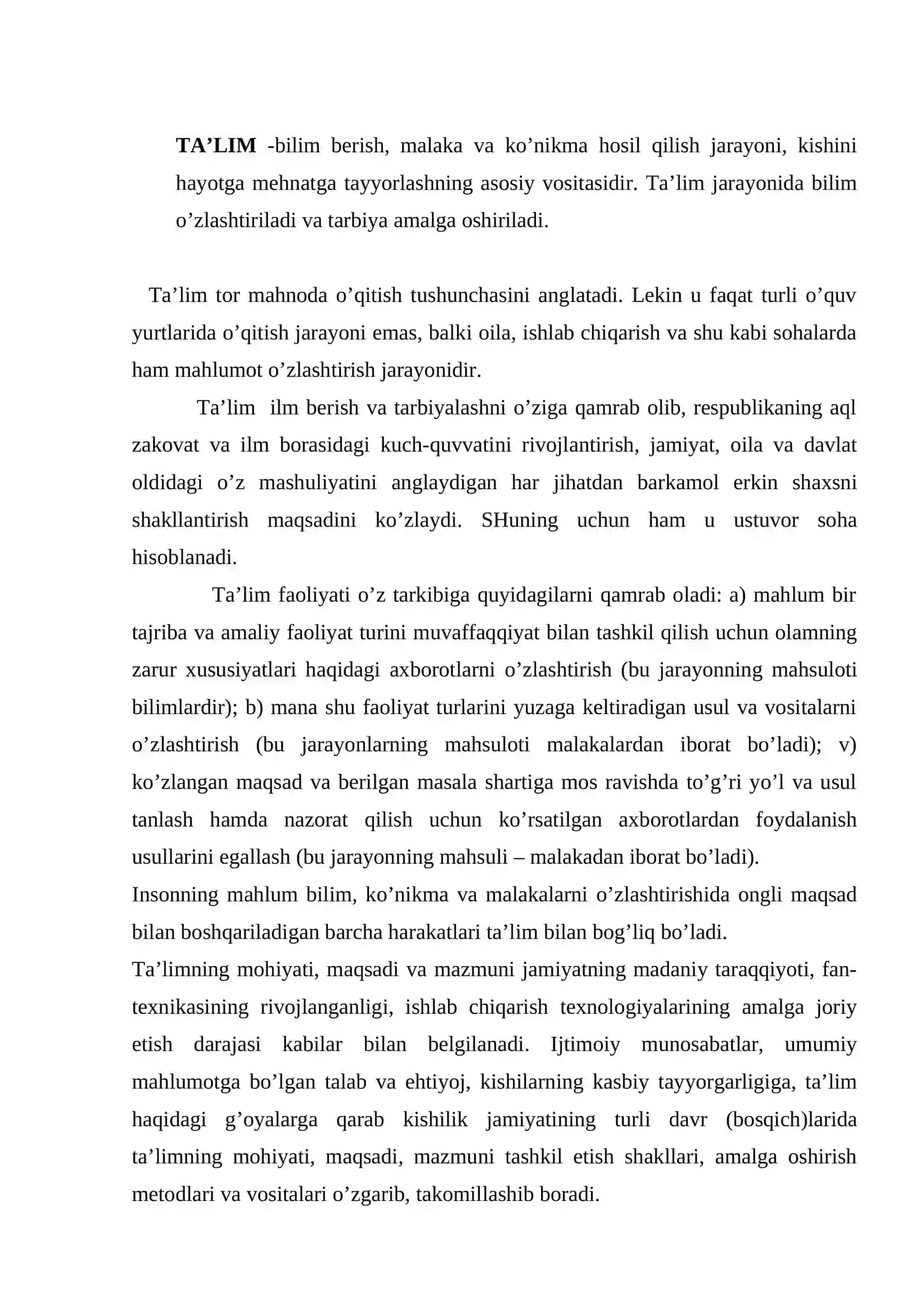 Ta’lim tizimi islohotlari 2