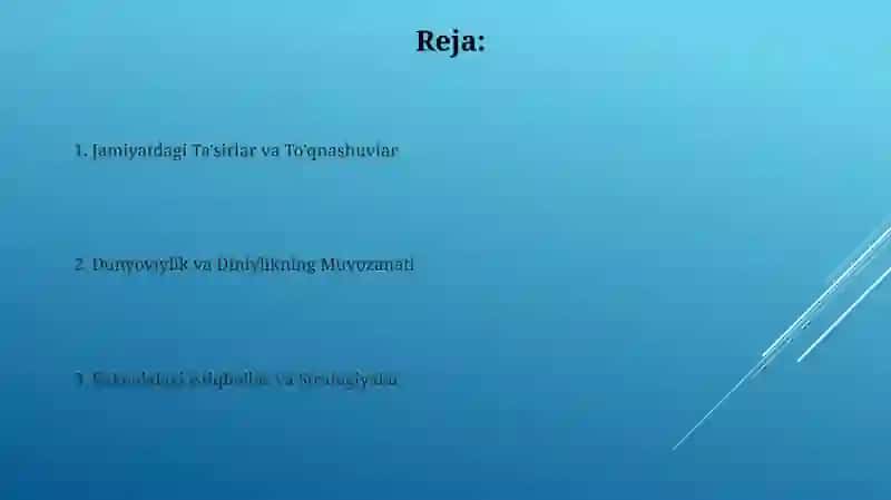 Jamiyat hayoyida dunyoviylik va diniylik mutanosibligi 2