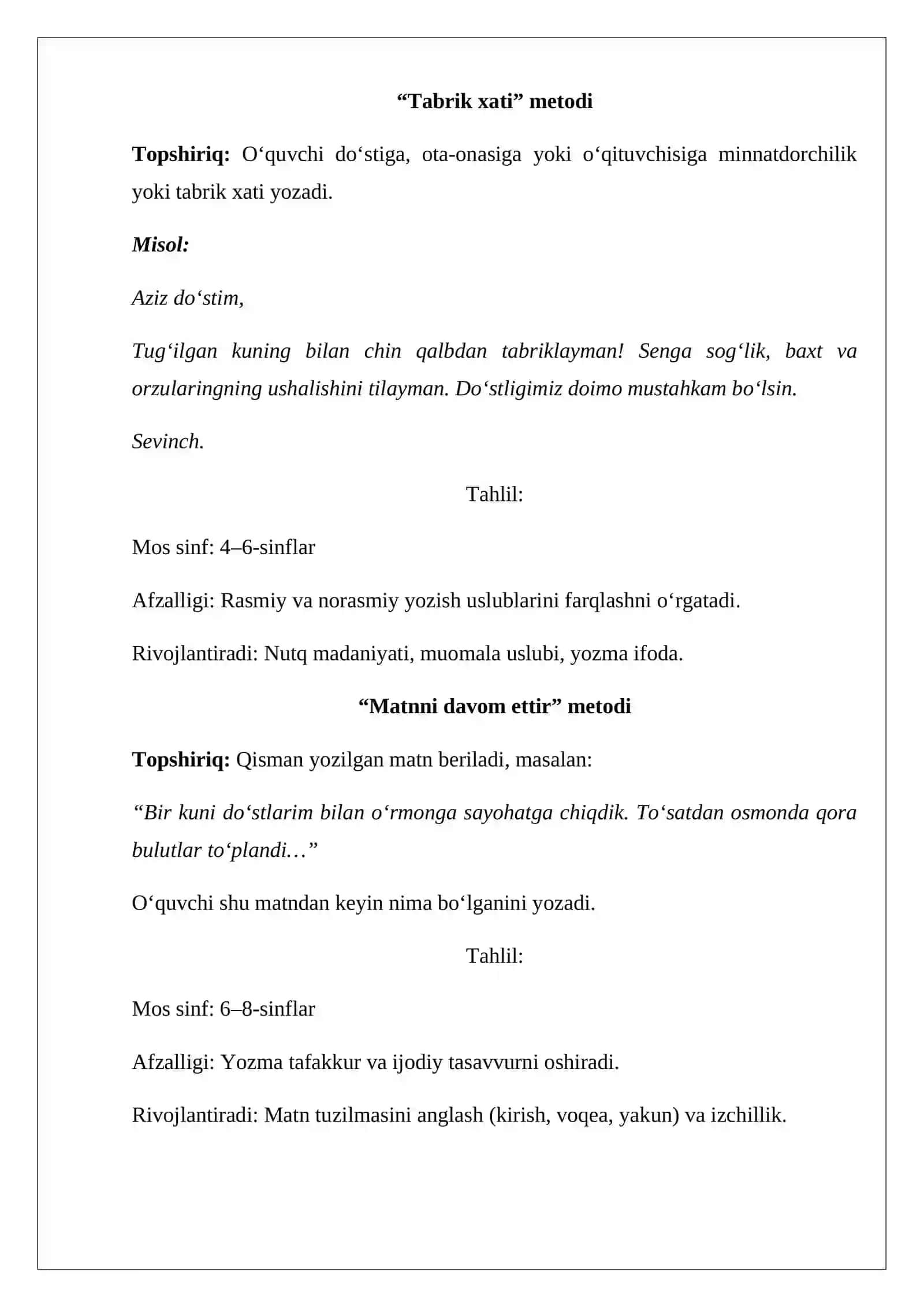 Yozma nutqni rivojlantiruvchi mashq va topshiriqlar 2