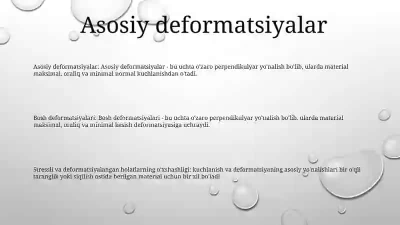 Bosh Deformatsiyalar Nuqtadagi Kuchlanganlik Va Deformatsiyalangan Holatlarning Õxshashligi 2