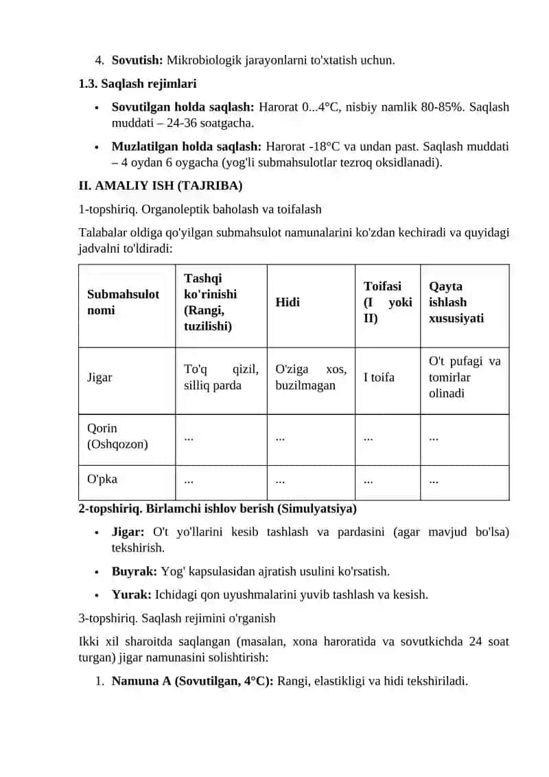Chorva mollari submahsulotlari tahlili 2