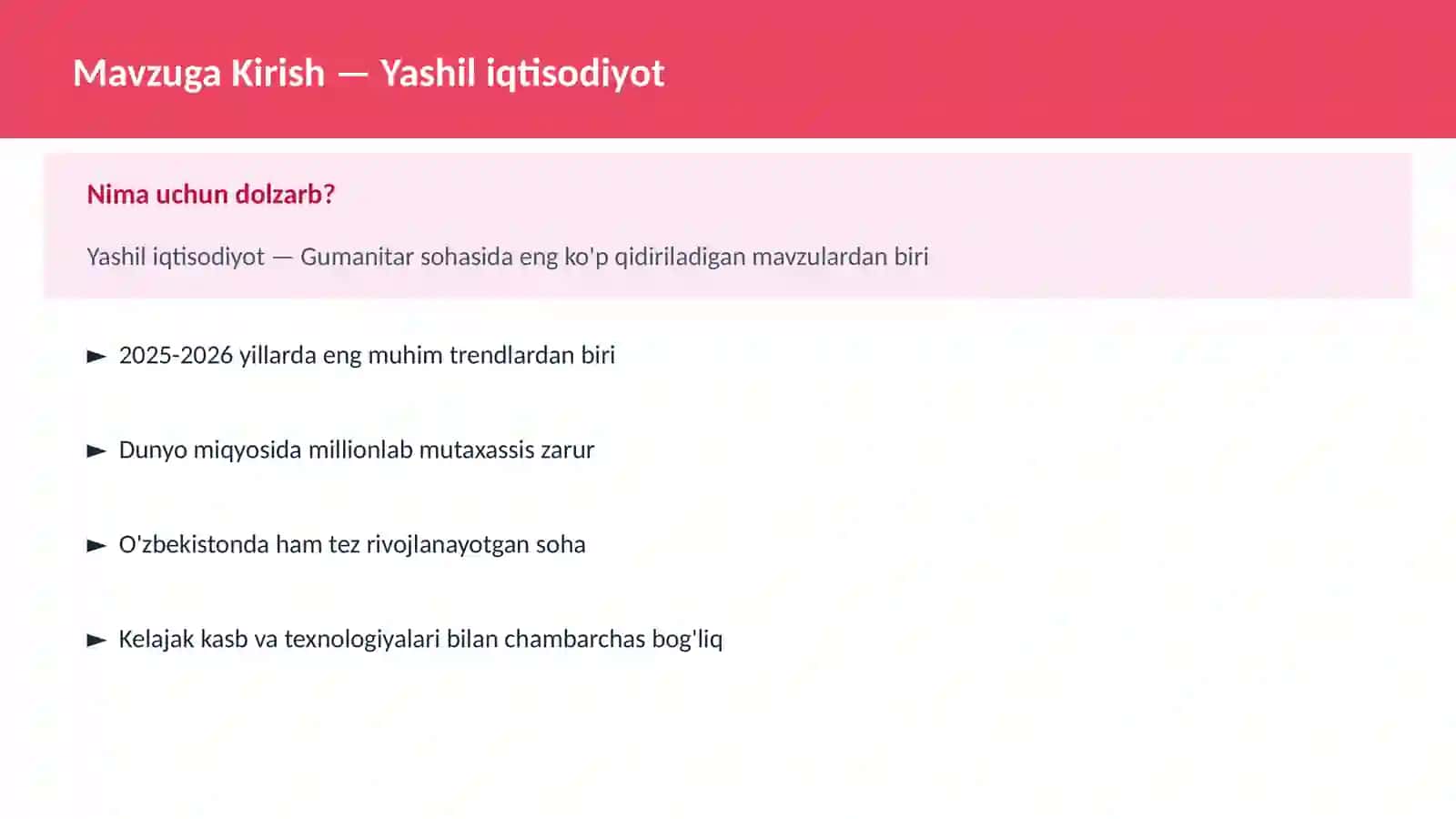 Yashil iqtisodiyot 2