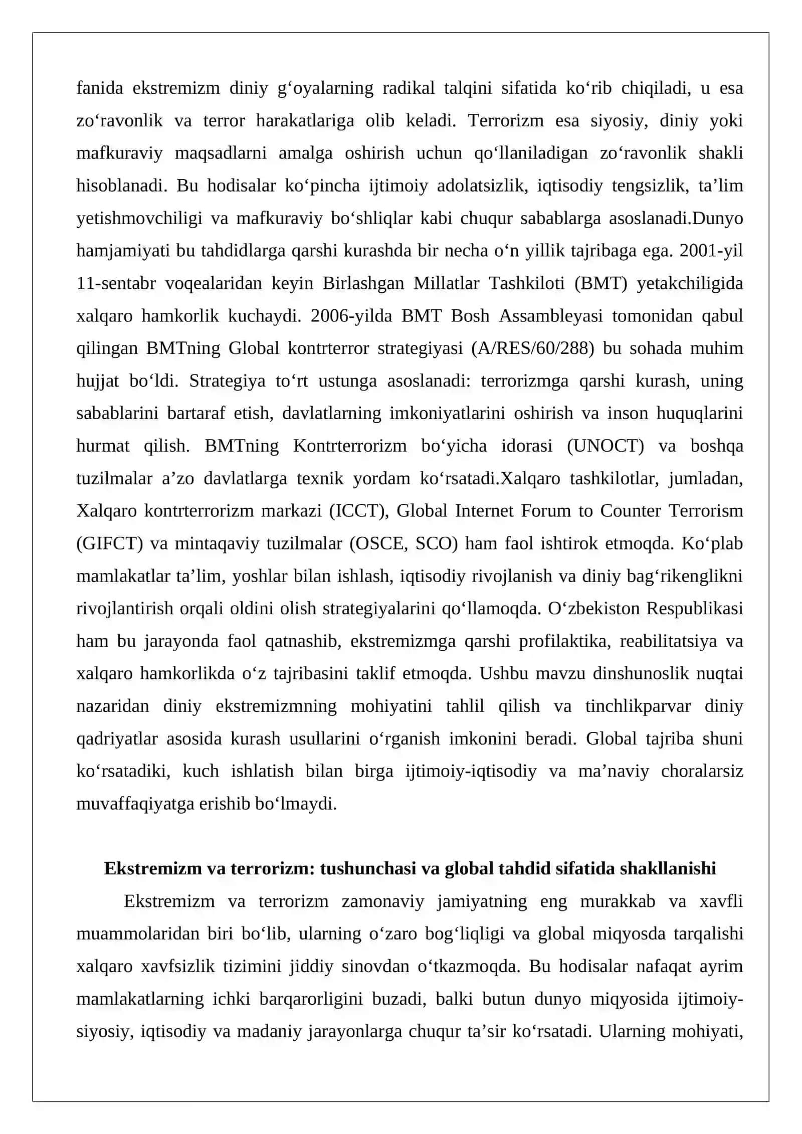 Dunyo hamjamiyatining ekstremizm va terrorizmga qarshi kurash tajribasi 2