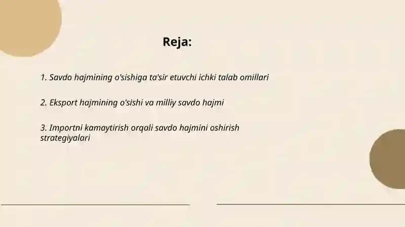 Savdo hajmining o'sishi 2
