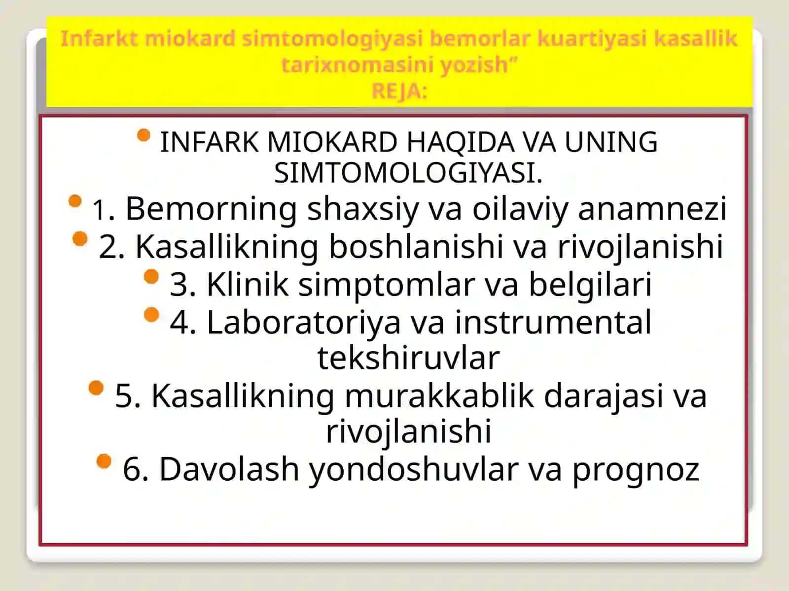 Infarkt miokard simtomologiyasi 2