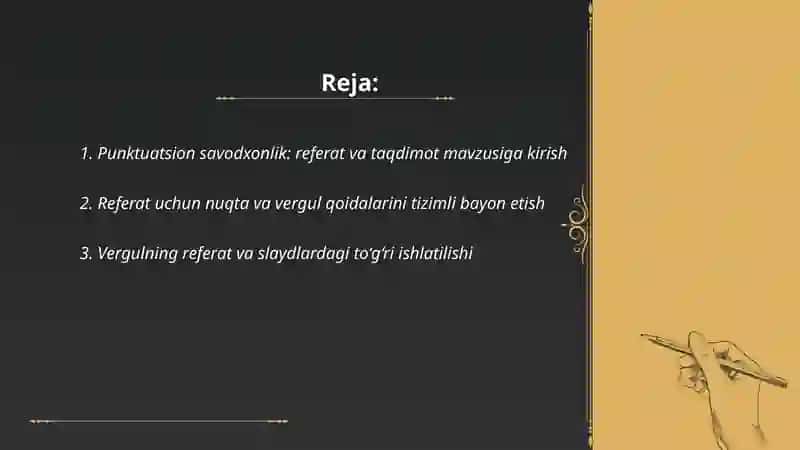 Punktuatsion savodxonlik bõyicha referat yozish va taqdimot tayyorlash 2