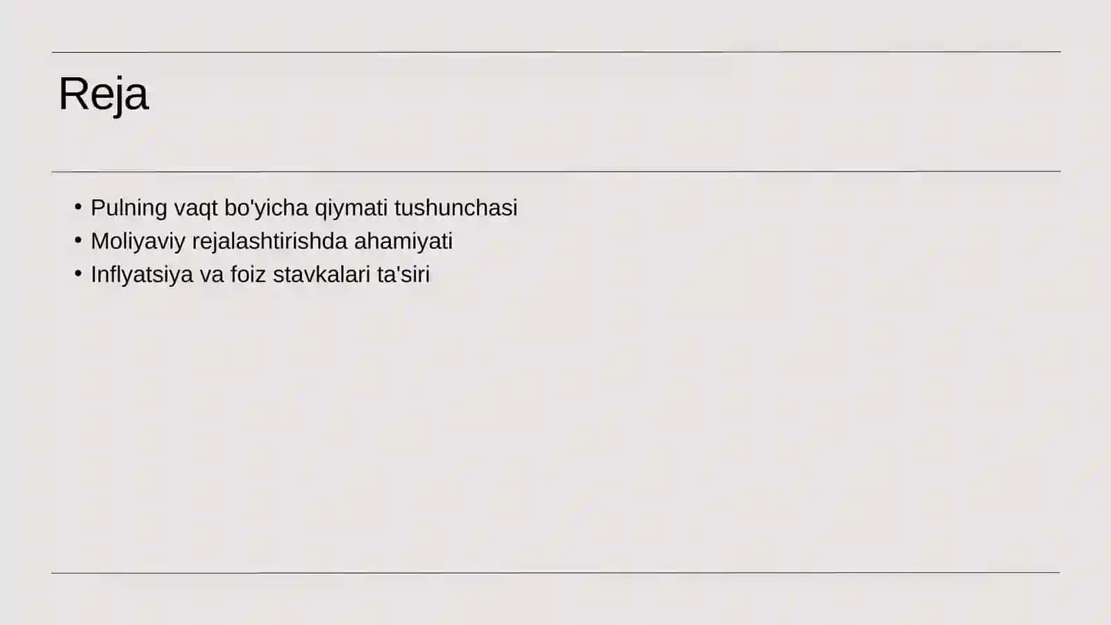 Pulning vaqt bo'yicha qiymati 2