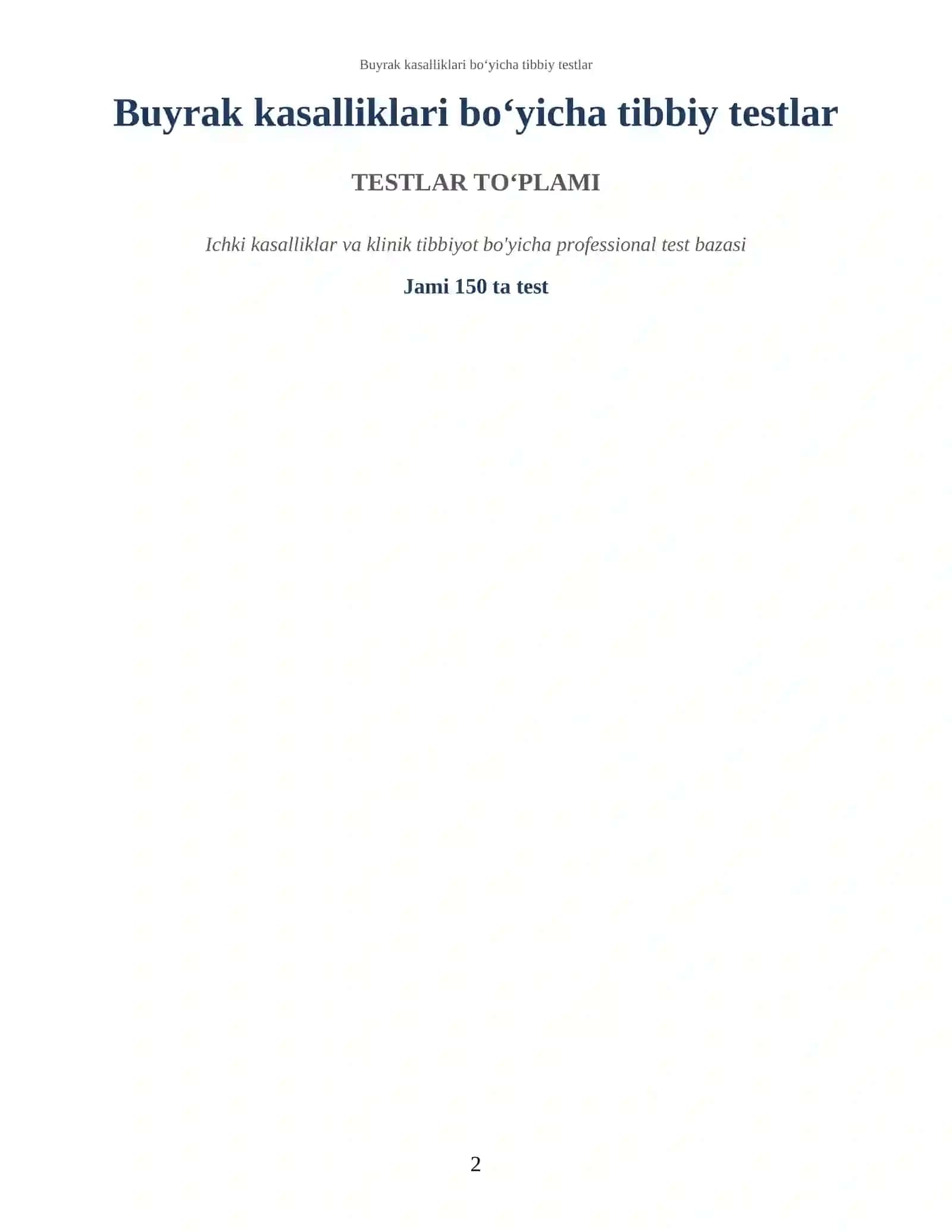 Buyrak kasalliklari bo‘yicha tibbiy testlar 2