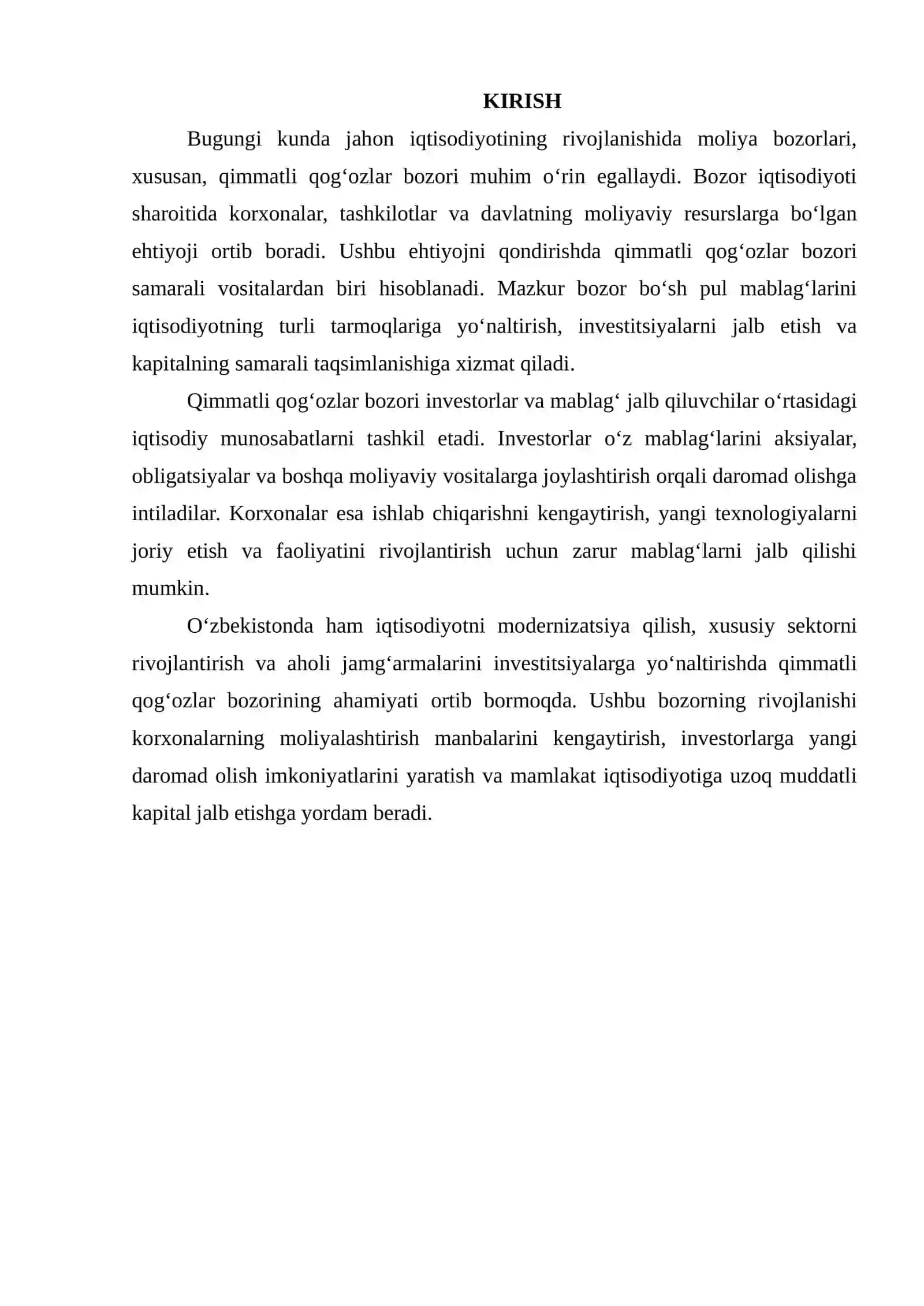 QIMMATLI QOG‘OZLAR BOZORI VA UNING INVESTITSION IMKONIYATLARI 2