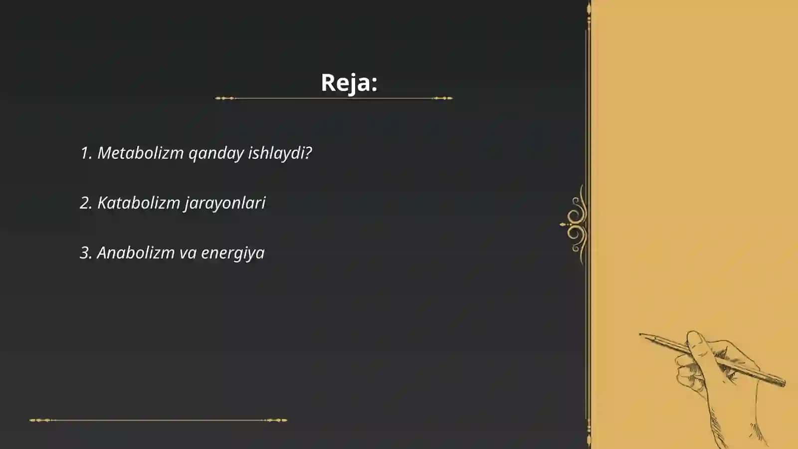 Metabolizm jarayonida energiya hosil boʻlishi va sarflanishi 2