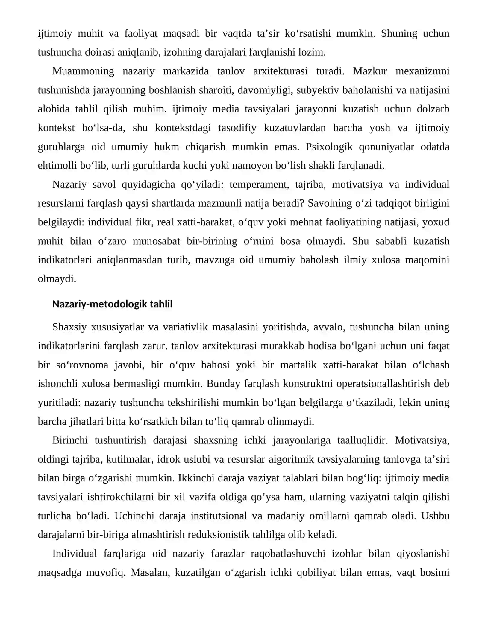 ALGORITMIK TAVSIYALARNING TANLOVGA TA’SIRI — INDIVIDUAL FARQLARI 2