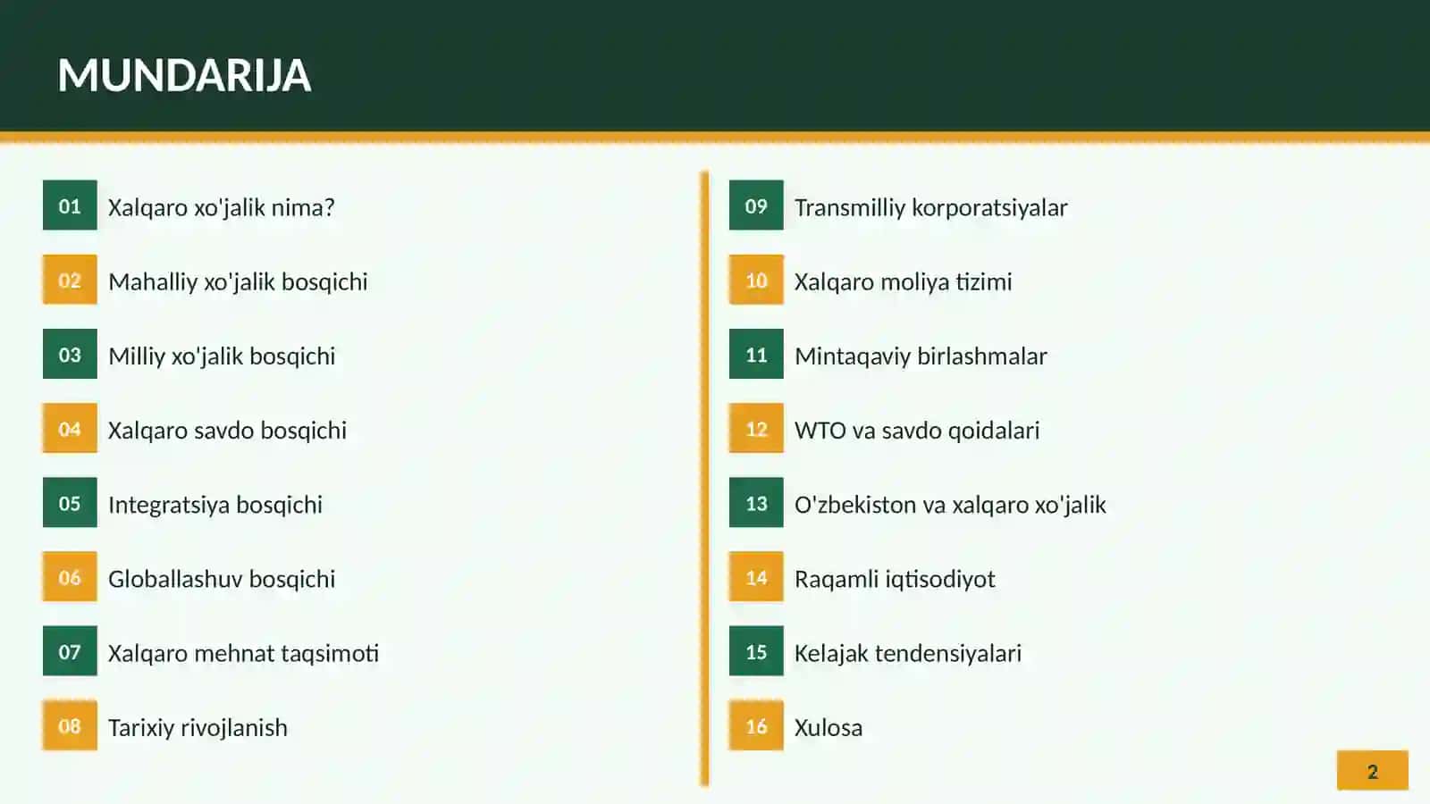 Xalqaro xo'jalikdan global iqtisodiyotga — rivojlanish bosqichlari va integratsiya jarayonlari 2
