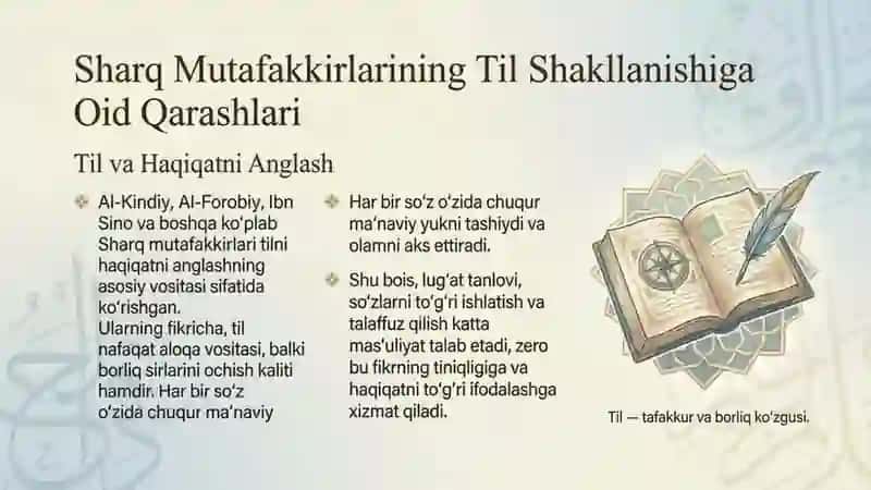 Sharq mutafakkirlarining til shakllanishiga oid qarashlari 2