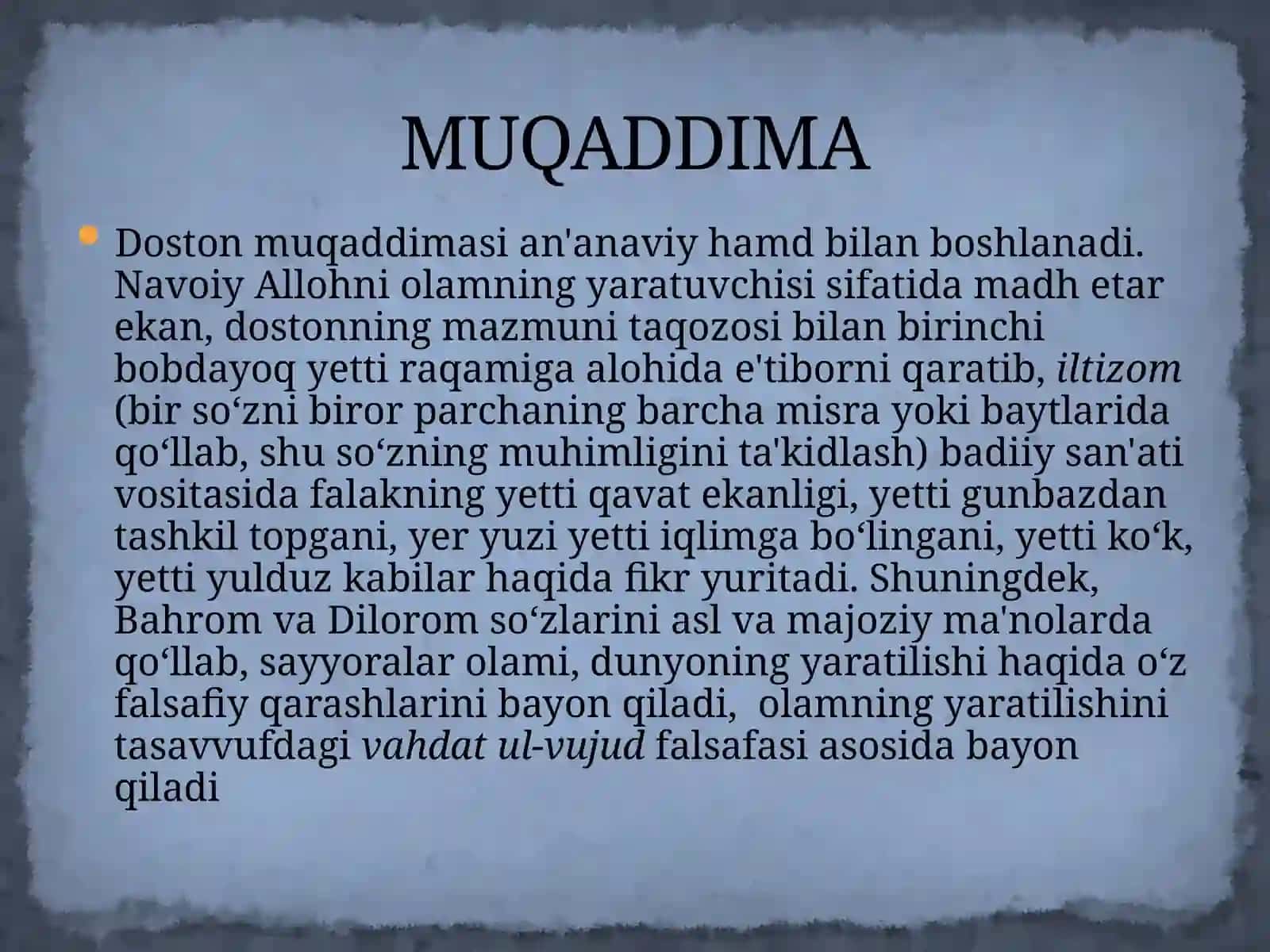 “SAB'AI SAYYOR” DOSTONI haqida 2
