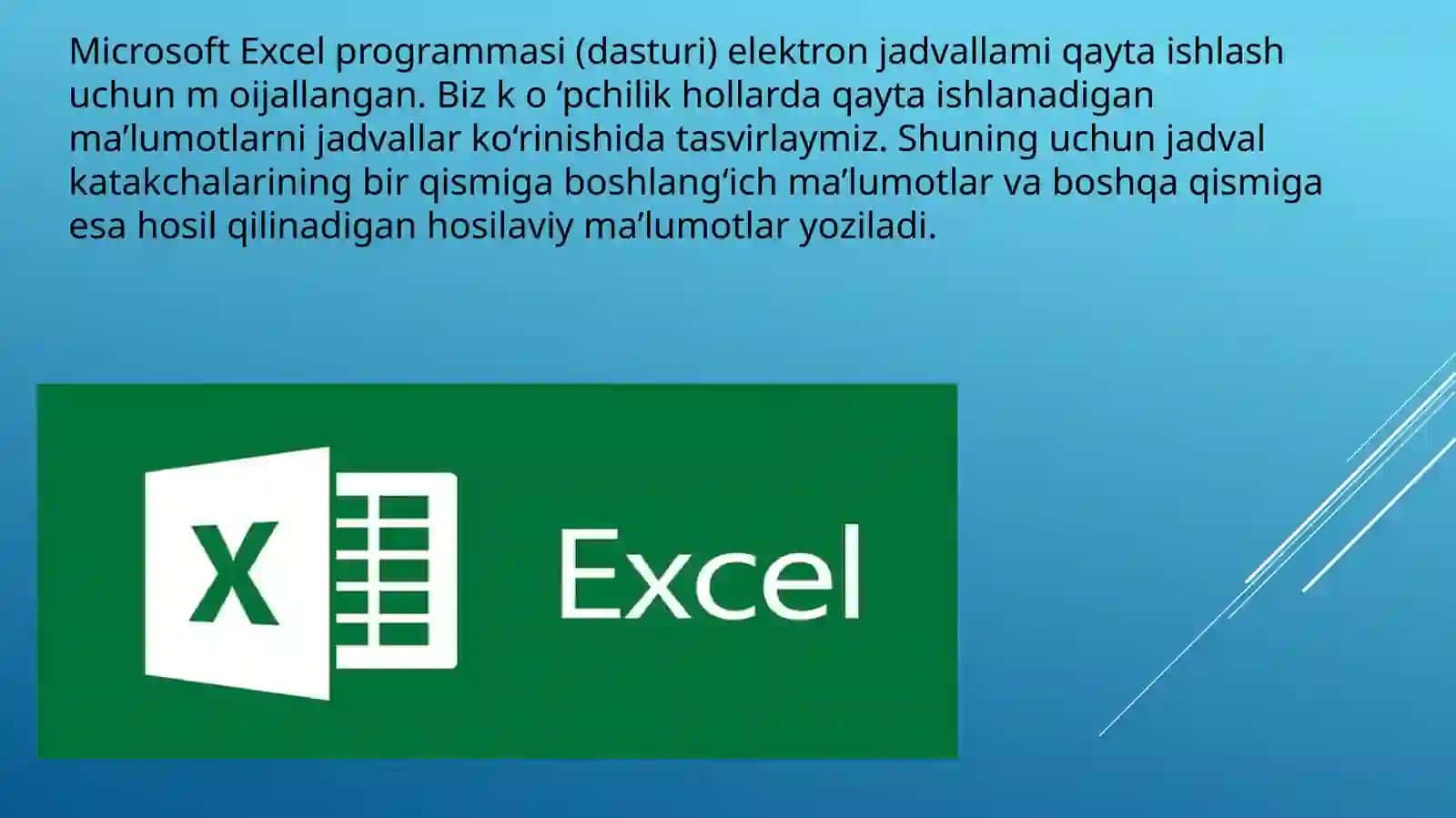 Microsoft Excel dasturi haqida 2