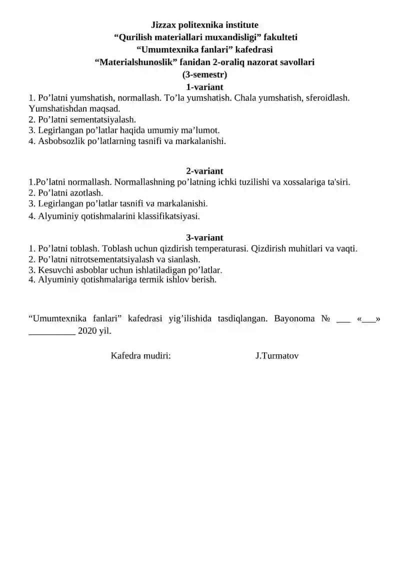 Materialshunoslik 2