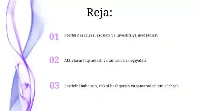 Investitsiyaviy portfelni boshqarish usullari 2
