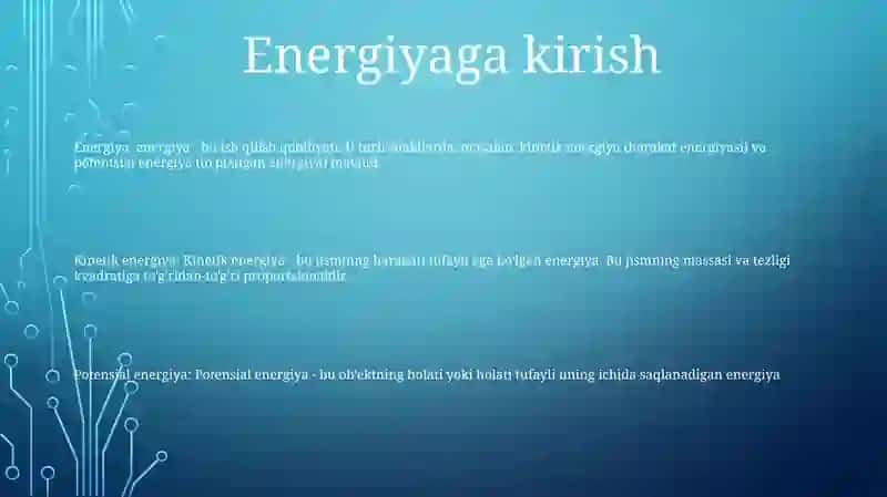 Energiya Haqida Tushuncha 2
