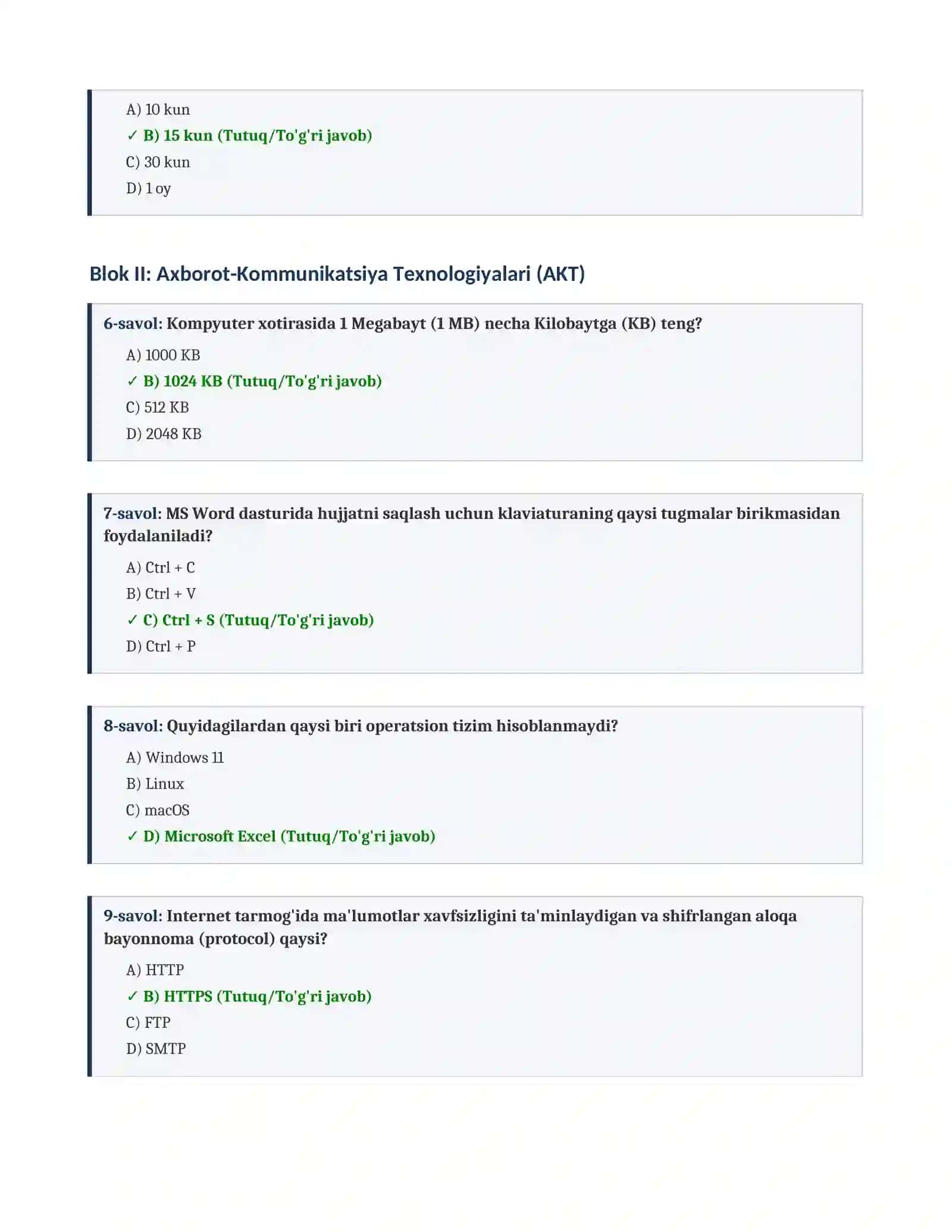 ARGOS testlari 2025 — savollar va javoblar 2