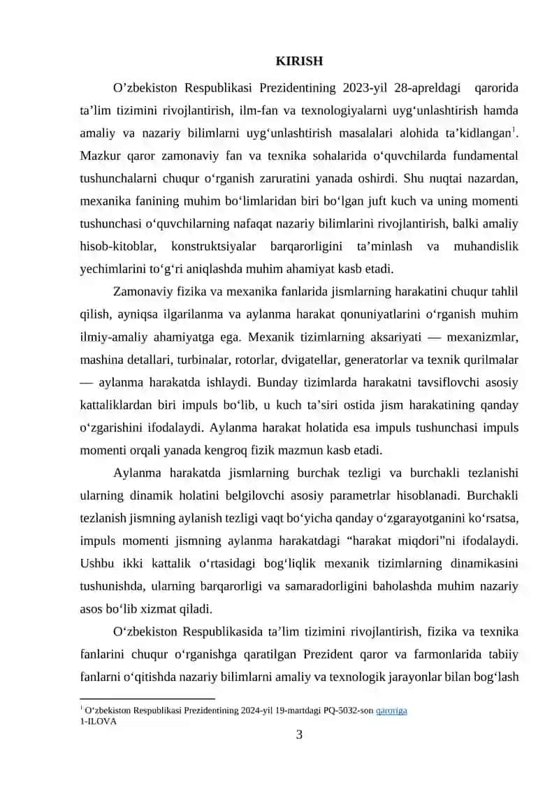 BURCHAKLI TEZLANISH VA IMPULS O‘RTASIDAGI BOG‘LIQLIK 2