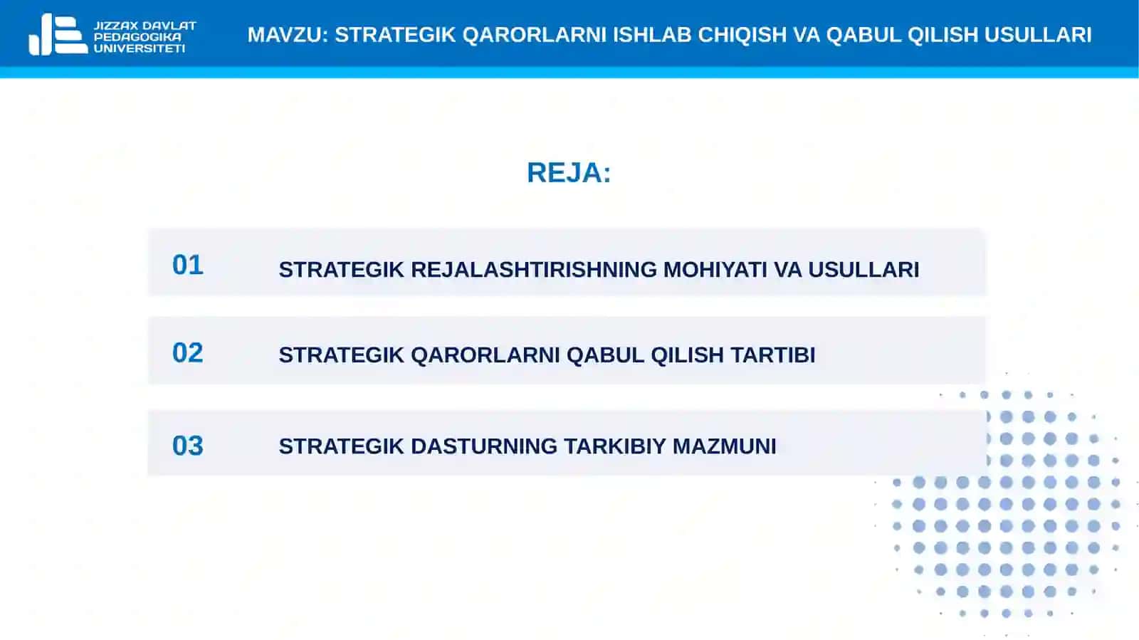 13-mavzu. Strategik qarorlarni ishlab chiqish va qabul qilish usullari 2