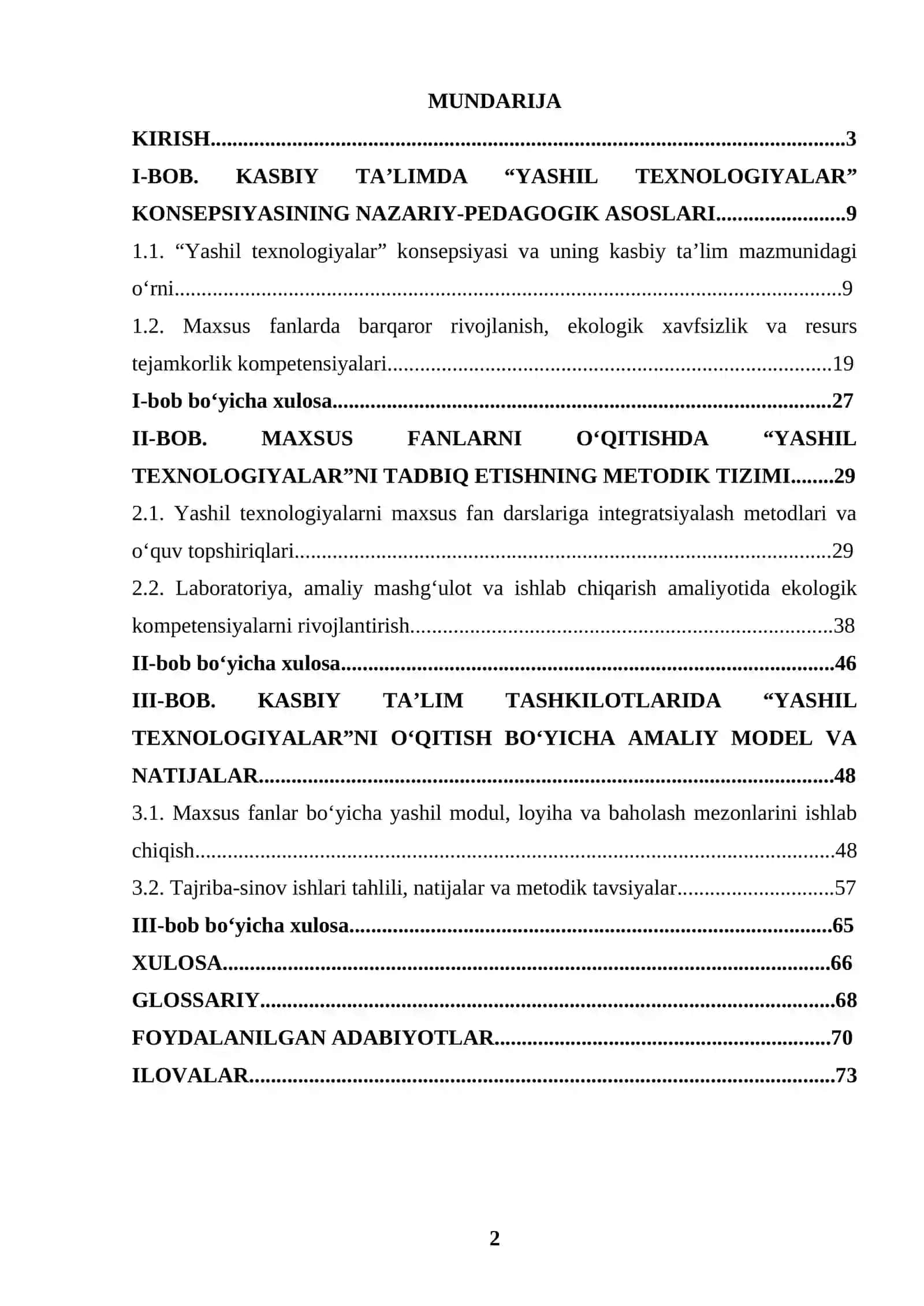 KASBIY TA’LIM TASHKILOTLARIDA MAXSUS FANLARNI O‘QITISHDA “YASHIL TEXNOLOGIYALAR” KONSEPSIYASINING TADBIQI 2