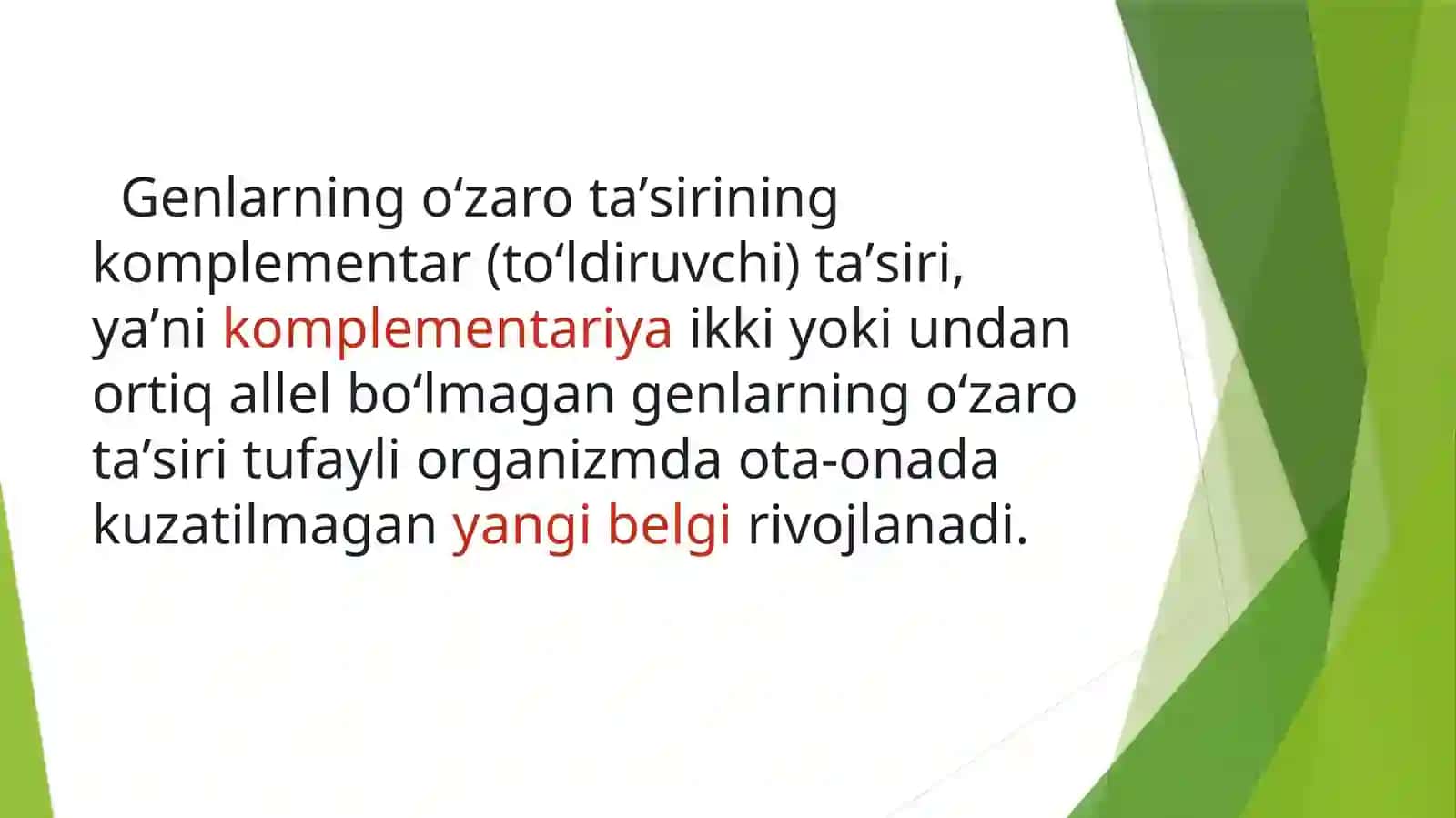 NOALLEL GENLARNING O’ZARO KOMPLEMENTAR TA’SIRI 2
