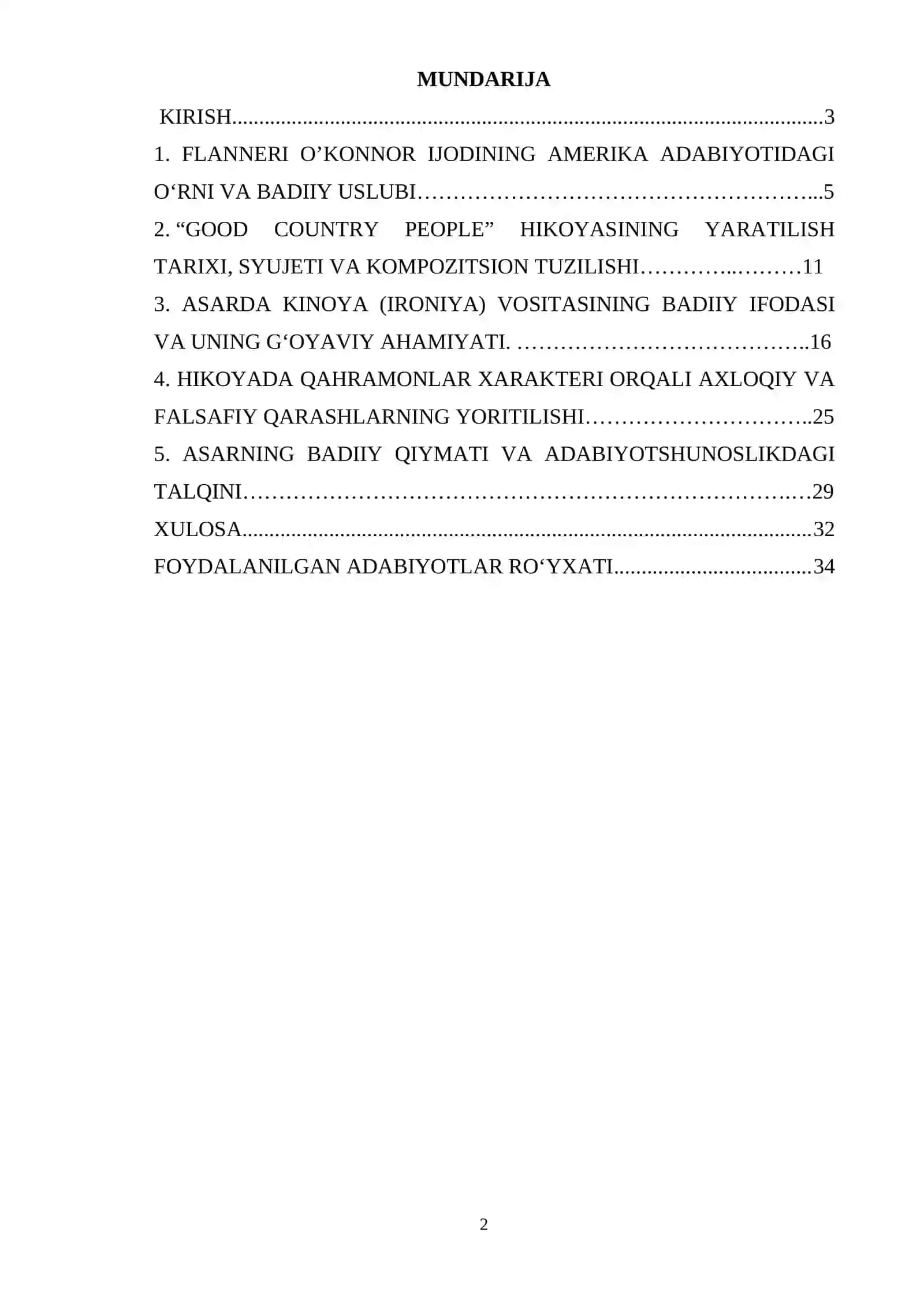 FLANNERI O’KONNORNING “GOOD COUNTRY PEOPLE” HIKOYASIDA KINOYA VA AXLOQIY QARASHLAR 2