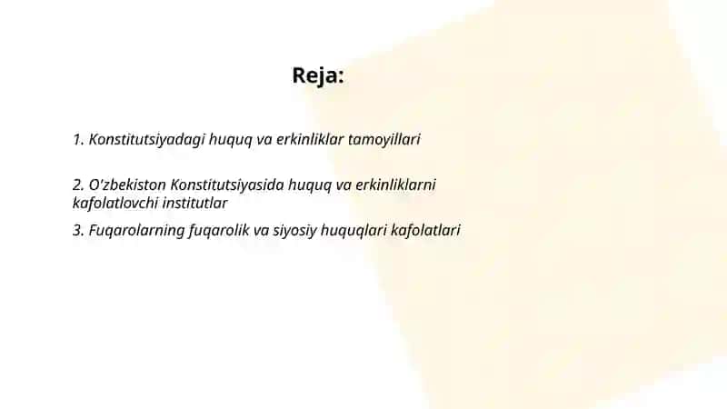 O'zbekiston Konstitutsiyasida huquq va erkinliklarni kafolatlovchi institutlar 2