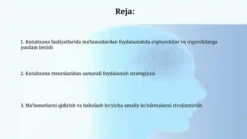 Kutubxona faoliyatida axborotni tadbiq etish 2