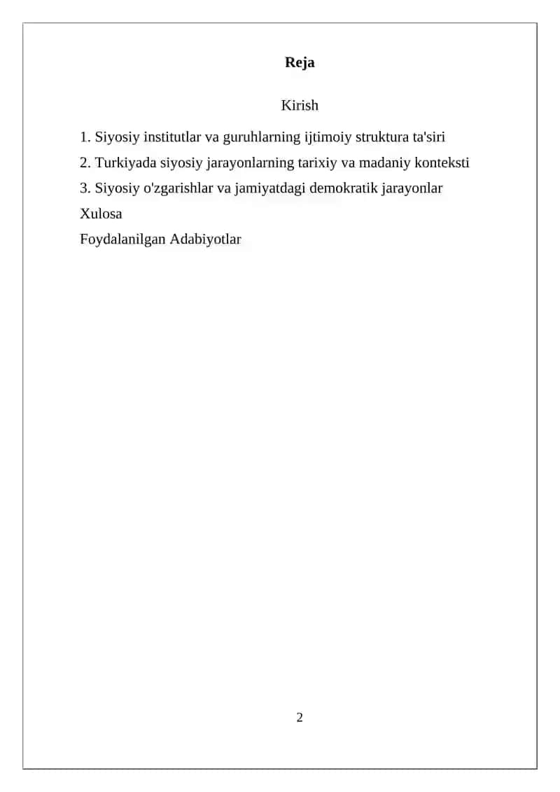 SIYOSIY JARAYONLAR SOTSIOLOGIK NIQTAI NAZARIDAN TAHLIL VA TALQIN TURKIYA 2