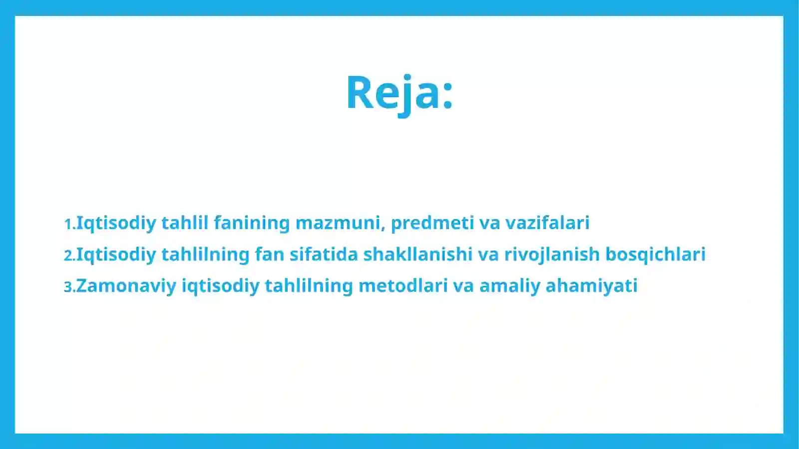 Iqtisodiy tahlilning fan sifatida shakillanishi. 2