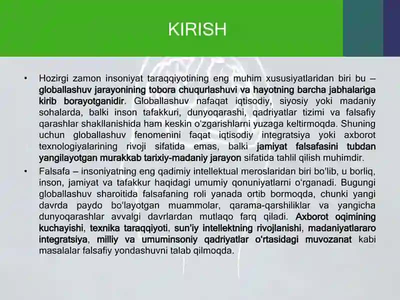 Falsafa va hozirgi dunyo globallashuvi 2