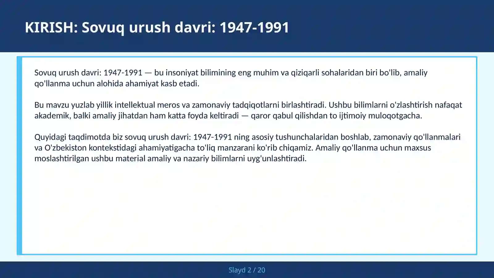 Sovuq urush davri: 1947-1991 2