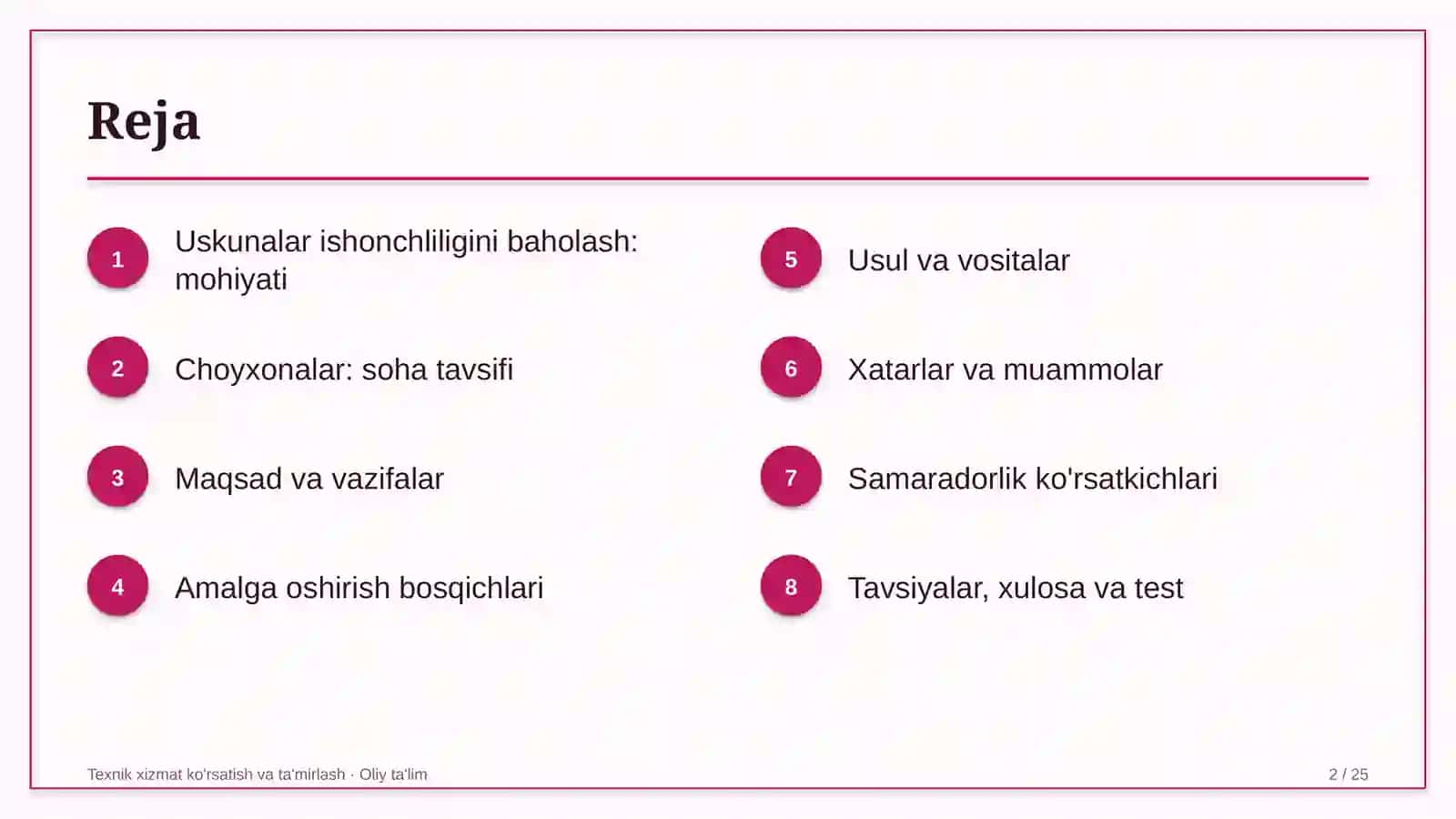 Choyxonalarda uskunalarning ishonchliligini baholash 2