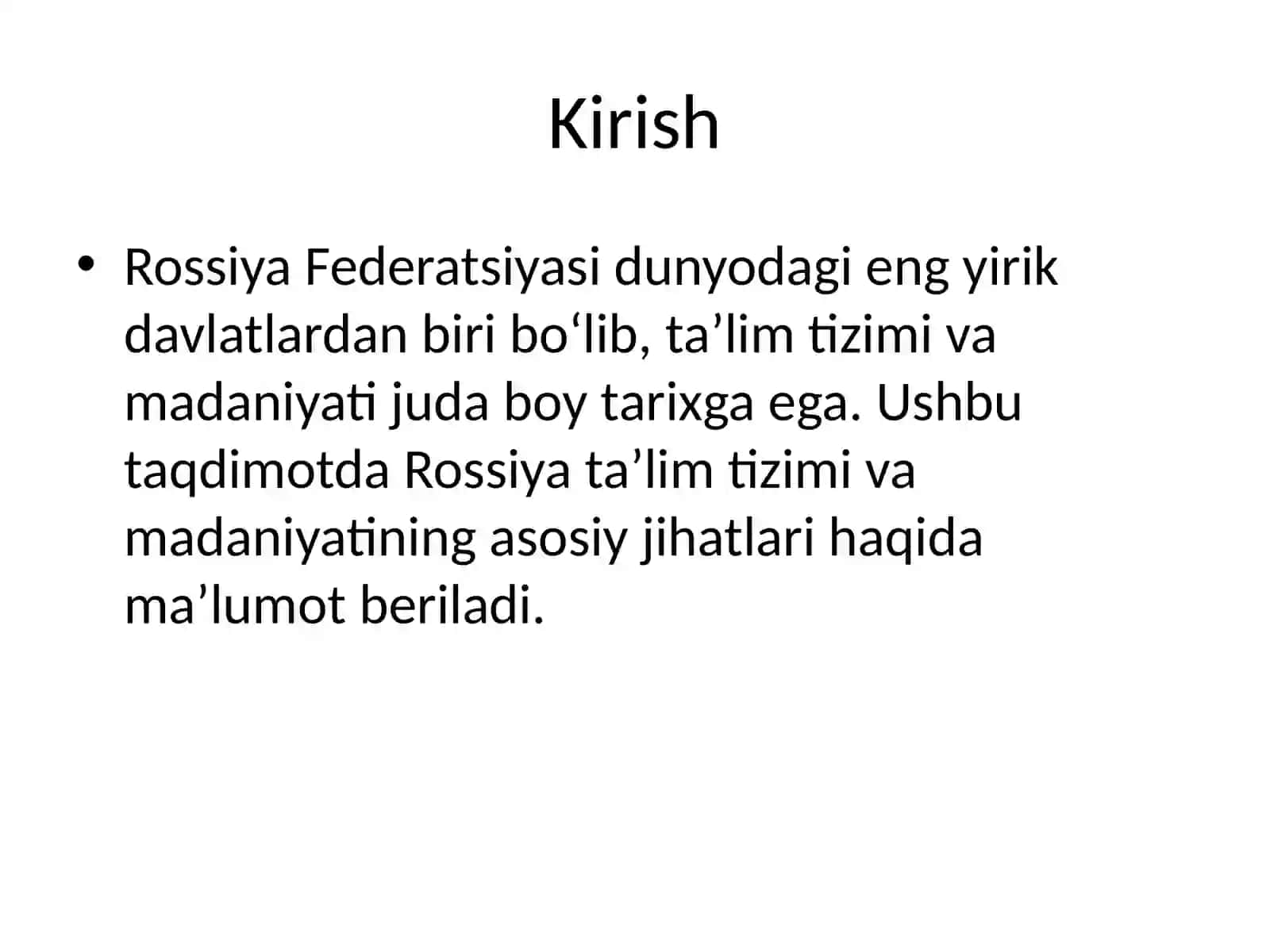 Rossiya Federatsiyasining Ta'lim Tizimi va Madaniyati 2