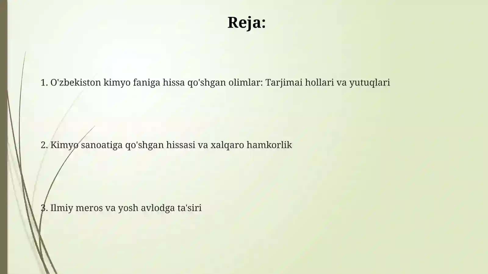 Kimyo fani rivojlanishida oʻz xissasini qoʻshgan Oʻzbekiston respublikasi olimlari 2