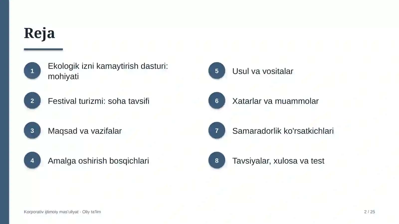 festival turizmida ekologik izni kamaytirish dasturini amalga oshirish 7462 2